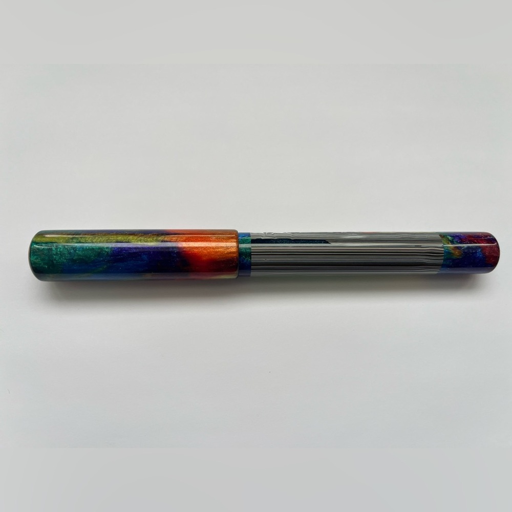 New ET Turnings Fountain Pen Resin Fordite Oil Slick Rainbow Broad Nib Jowo